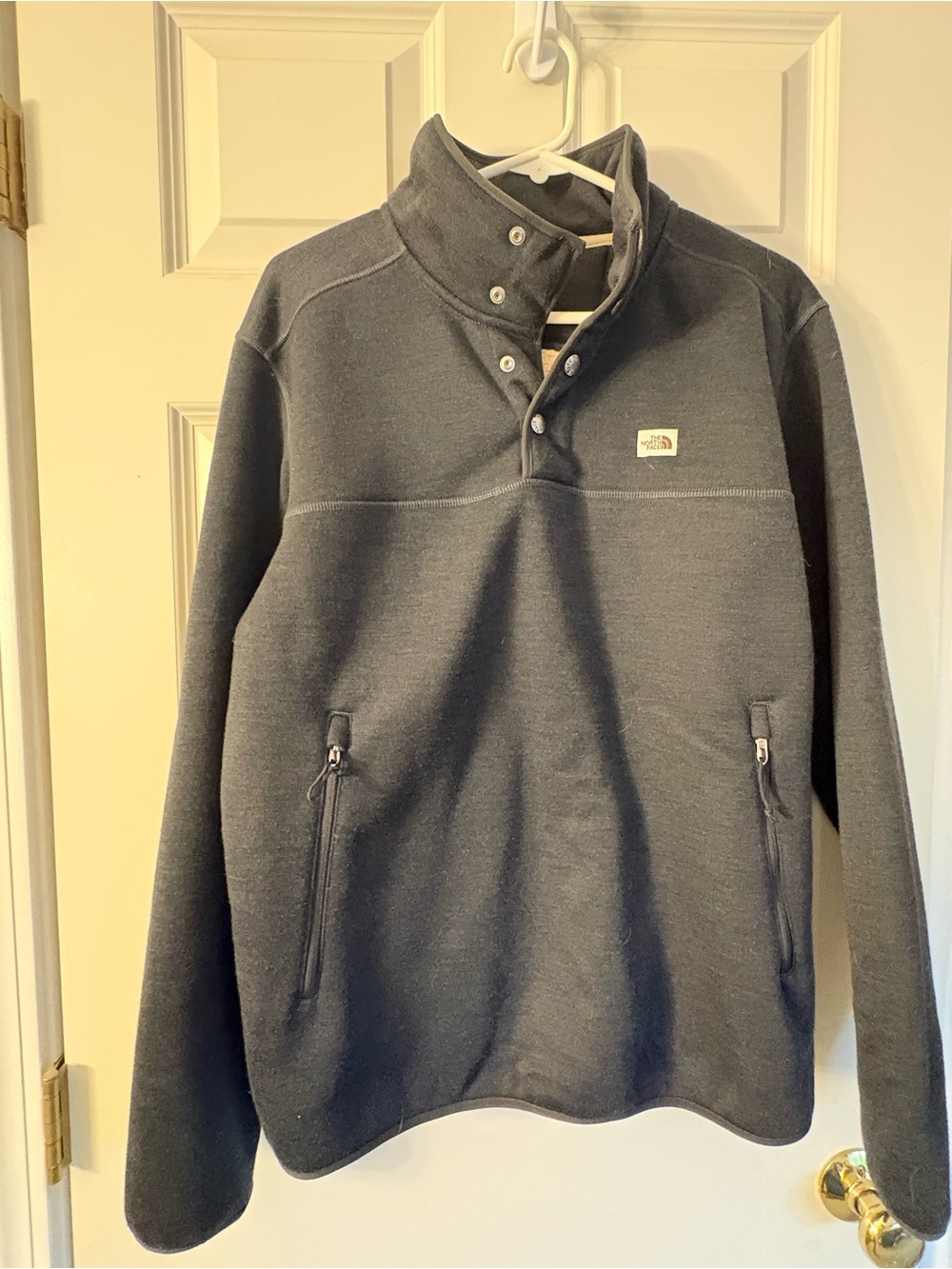 The North Face Men's Charcoal Zip-Up Snap Mock Neck Fleece